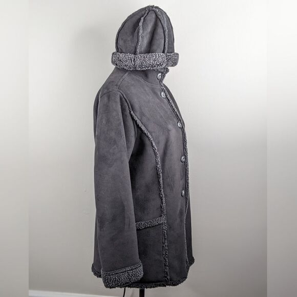 L.L. BEAN Faux Suede Sherpa Lined Coat with Matching Hat - Picture 14 of 16